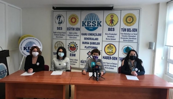 ''İSTANBUL SÖZLEŞMESİ'' Bursa'da KESK'TEN Memur Sen'e Tepki