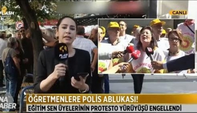 Flash Haber / Ankara'da Milli Eğitim Bakanlığı'na gitmeleri polis tarafından engellendi