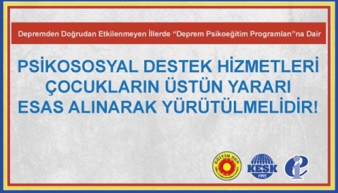 Psikososyal Destek Hizmetleri Çocukların Üstün Yararı Esas Alınarak Yürütülmelidir!