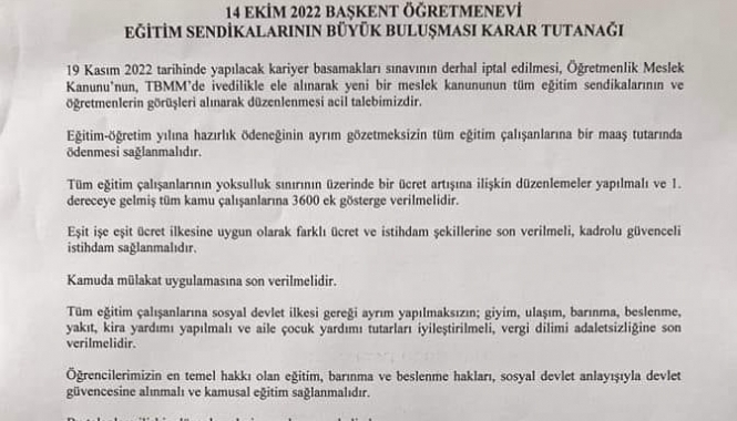 Mesleğimizin onuru, çocuklarımızın geleceği için 2 Kasım 2022 tarihinde iş bırakıyoruz!