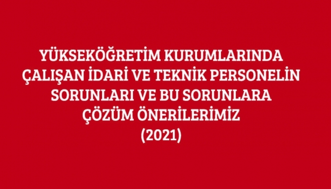 Yükseköğretim Kurumlarında Çalışan İdari ve Teknik Personelin Sorunları ve Bu Sorunlara Çözüm Önerilerimiz